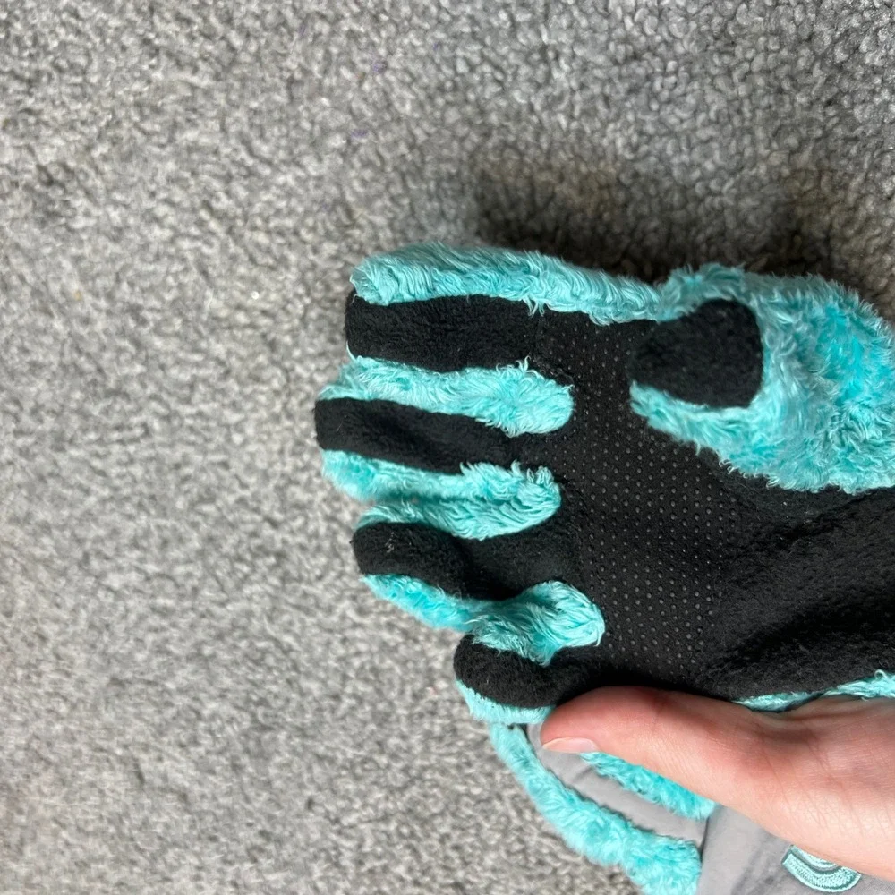 The North Face youth girls Fleece Gloves‎ Teal Black Size M denali thermal